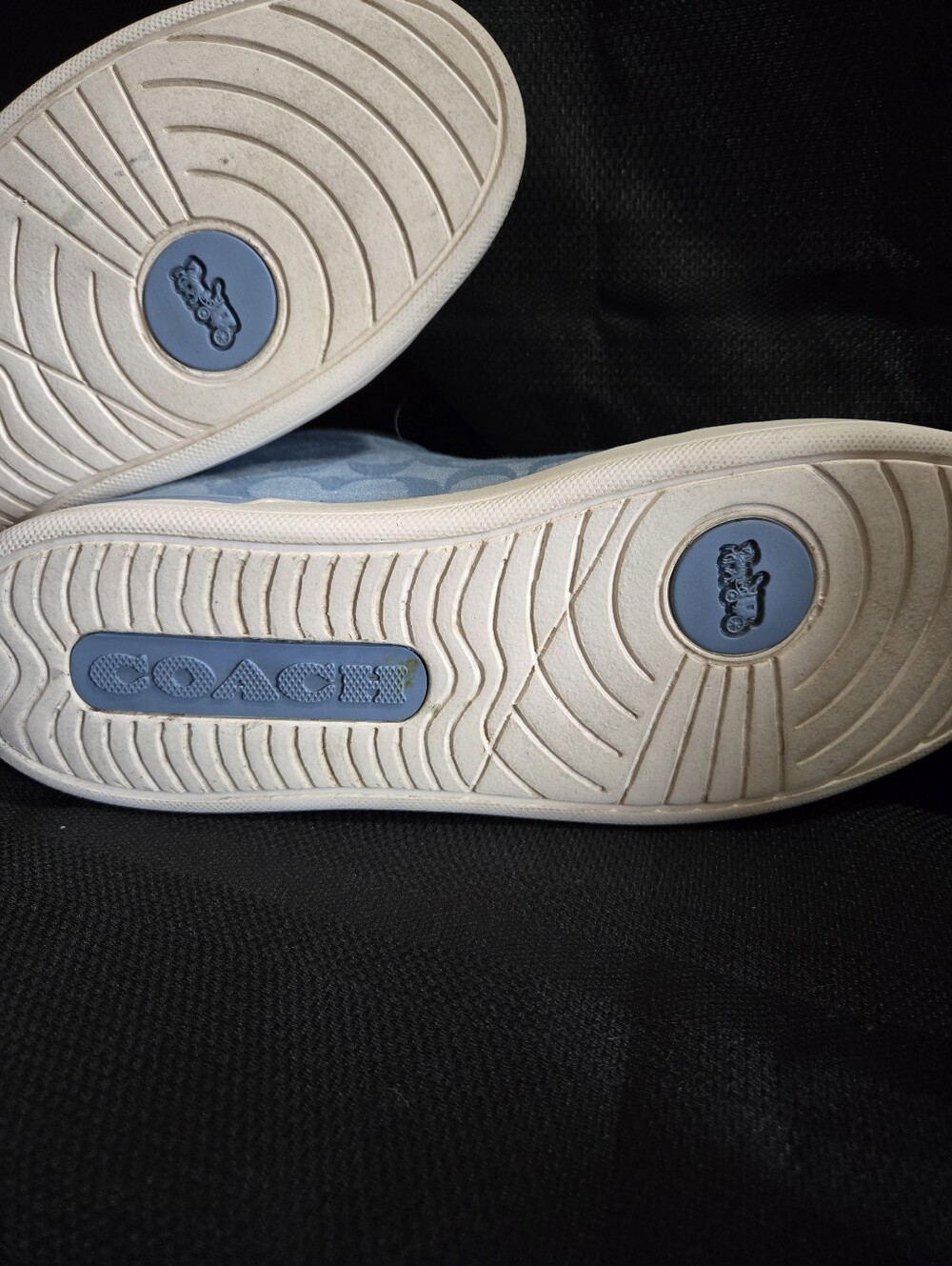 Coach Clip High Chambray Denim Blue High Top Signature-Pattern Sneakers - Picture 5 of 9